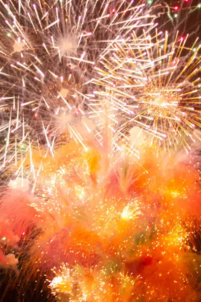 Close-up of fireworks in colored smoke