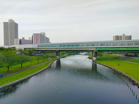 Bridge Crossing Over Arakawa River in Edogawa, Tokyo
