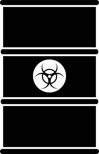 Vector illustration of Metal Barrel with Biohazard Hazard Substance Icon. Vector Illustration.