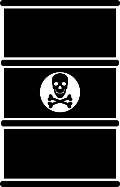 ilustrações de stock, clip art, desenhos animados e ícones de metal barrel with skull and crossbones sign icon. vector illustration. - toxic waste vector biohazard symbol skull and crossbones