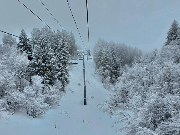 istock Deep powder day at Nordic Valley ski resort, Utah. 2042881717