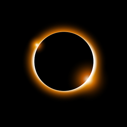 Solar eclipse vector total sun background. Moon eclipse glow in space. Solar planet circle.