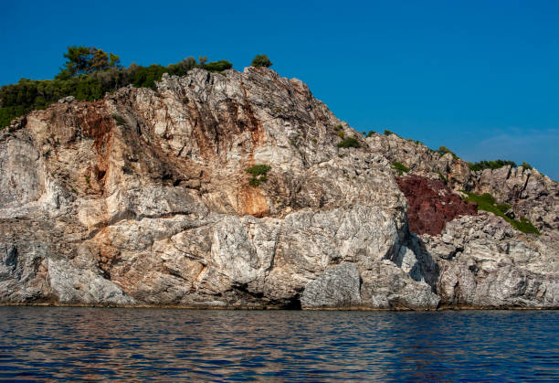 Sea landscape with rocks on shore
