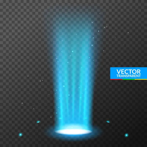 Vector illustration of Hologram portal magic podium effect. Circle light ray teleport ufo portal