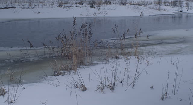 The edge of the ice near the river.