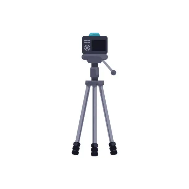 Vector illustration of Camera on tripod with articulated arm vector illustration