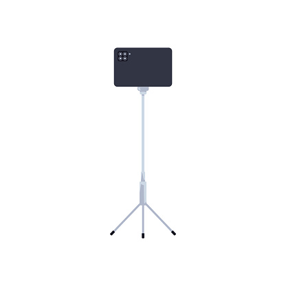 A modern smartphone mounted on a sleek tripod. Vector illustration of mobile photography equipment with a clean and minimalistic design, ideal for technology themes