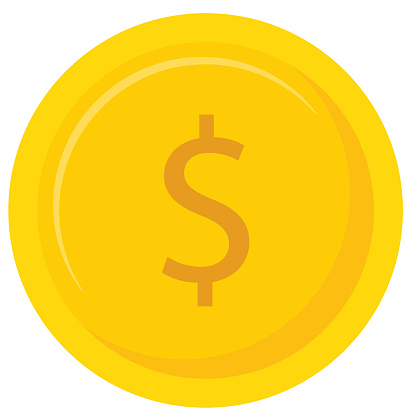 vector illustration of a dollar coin on a transparent background