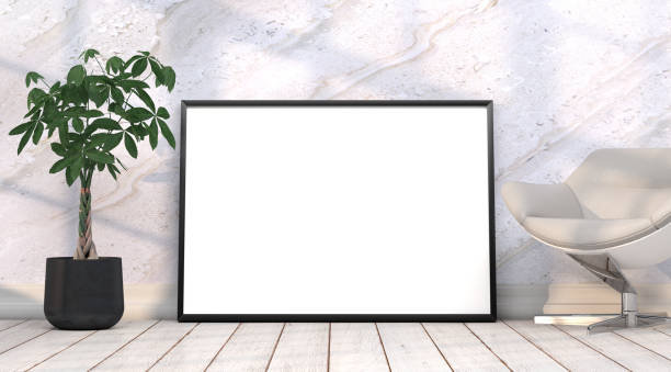 istock abstract mock up room with picture frame as template - 3D Illustration 2042930552