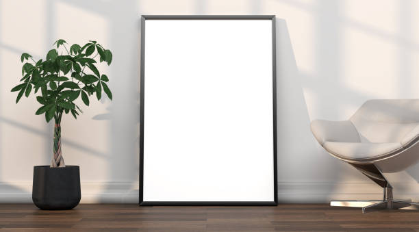 istock abstract mock up room with picture frame as template - 3D Illustration 2042930566