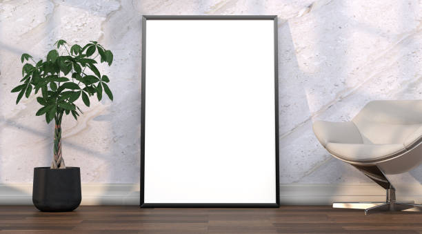 istock abstract mock up room with picture frame as template - 3D Illustration 2042930567