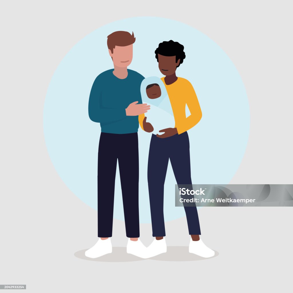 Vector illustration of a couple with a baby - family concept - Royalty-free Adoção arte vetorial Vector illustration of a couple with a baby - family concept - Royalty-free Adoção arte vetorial