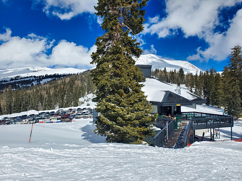 Eagle Point, Utah, USA-February 18, 2024:Ski lodge, Eagle Point ski resort, Utah.