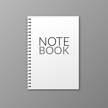 Realistic vector notebook design. Diary blank office document. Note book sheet.