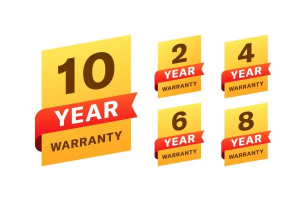 Vector illustration of Warranty years icons. Flat style. Vector icons