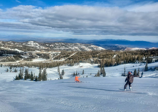 Skiing the slopes on a beautiful day