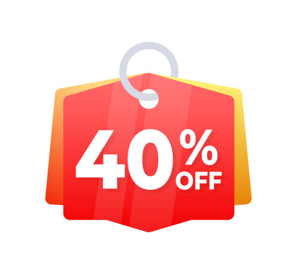 istock 40 percent off Discount Promotions, red price tag, offers. Vector illustration 2042982189