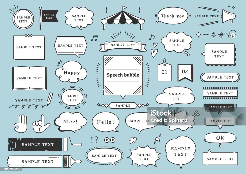 Simple Text Buttle Simple And Cute Speech Bubble Illustration Set Stock Illustration ...