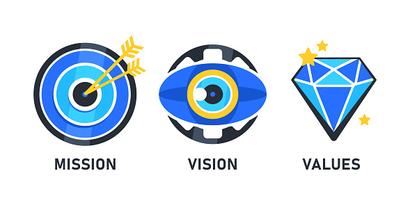 Mission target goal and strategy. Vector illustration.