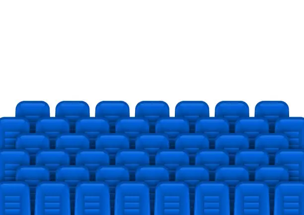 Vector illustration of Blue movie theater seats for comfortable watching film. Cinema chair. Vector illustration