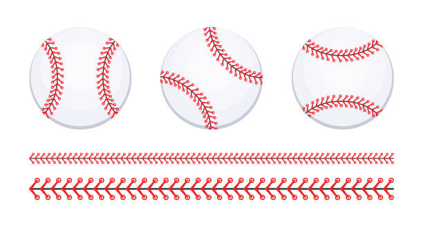 Baseball ball. Baseball Stitches. SoftBall Base Ball. Vector illustration Baseball ball. Baseball Stitches. SoftBall Base Ball. Vector illustration. baseball base icon stock illustrations