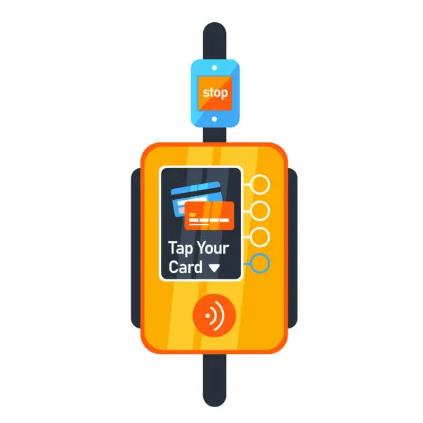 Vector illustration of Fare payment. City pass pays the fare. City pass pays the fare. Vector illustration