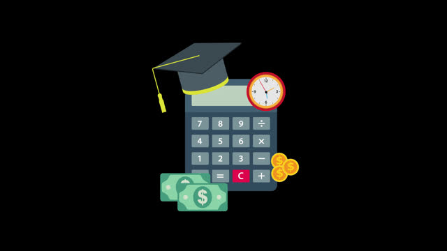 graduation cap icon animation calculator concept transparent background with alpha channel