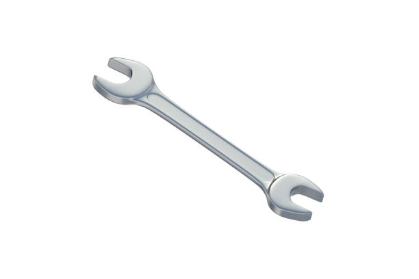 istock Spanner isolated on white background. Metal wrench in workshop. Repair and maintenance tool. 3d render 2043000863