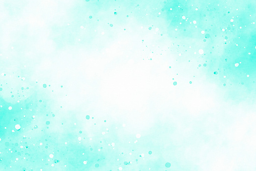 Abstract Watercolor Background with Paint Spatters - Aqua - Subtle Watercolor Paper Texture is Visible