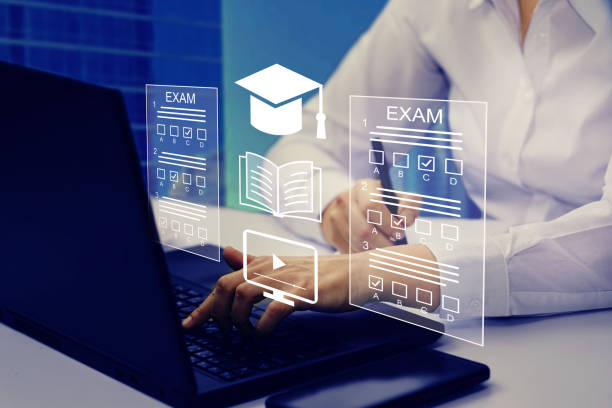 istock E-learning, education, online exam concept. Choose correct answer. Education internet online digital technology concept 2043063736
