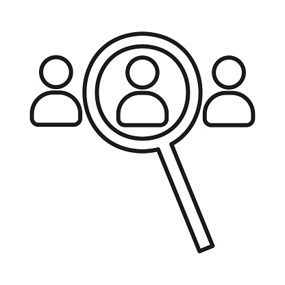 Search icon, magnifying user. Simple, clear. Vector illustration. EPS 10. Stock image.