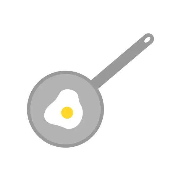 Vector illustration of Frying pan with egg. Breakfast cooking. Vector illustration. EPS 10.