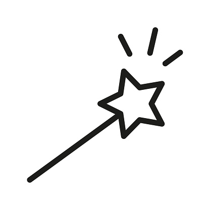 Magic wand with star sparkle. Fantasy icon. Vector illustration. EPS 10. Stock image.