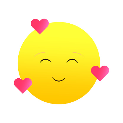 Affectionate emoji with heart eyes. Loving expression. Vector illustration. EPS 10. Stock image.
