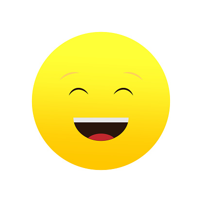 Joyful emoji with smiling eyes. Happy expression. Vector illustration. EPS 10. Stock image.