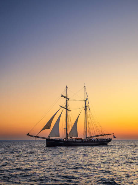 Sailing ship on the Baltic Sea in Warnemünde, Germany stock photo