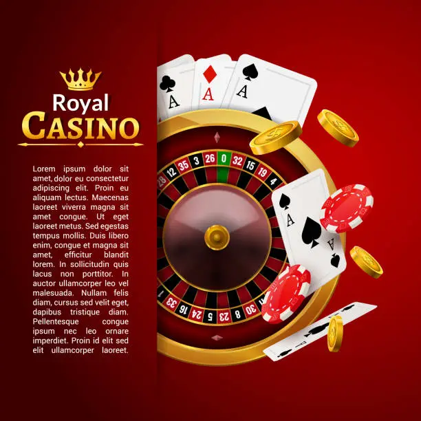 Vector illustration of Roulette casino vector poker background, gambling wheel table