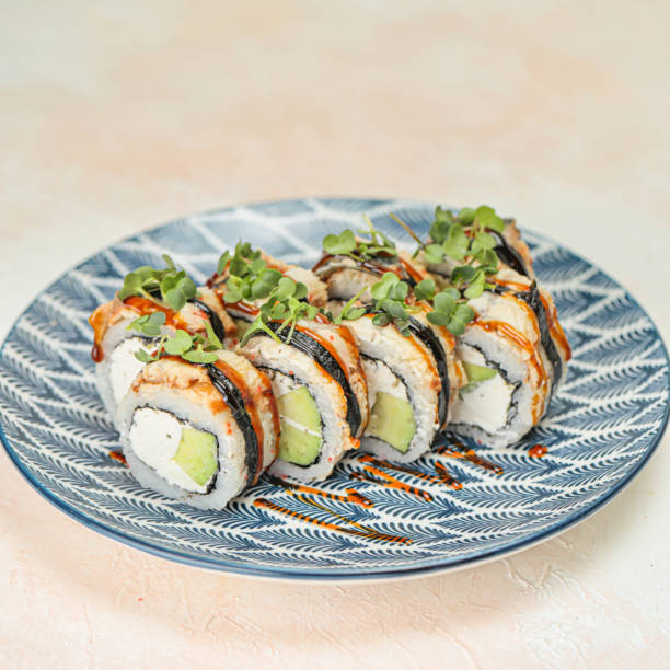 istock Freshly Prepared Sushi Platter on Wooden Table 2043100677