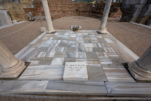 Wide-angle shot of the scattered stone ruins at the ancient Greek Agora in Ephesus, showcasing historical architecture.