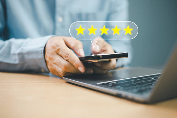 istock Customer satisfaction survey concept. Rate 5-star satisfaction. Opinion service experience rating online application. Customer evaluation product service best quality, satisfaction feedback review 2043110794
