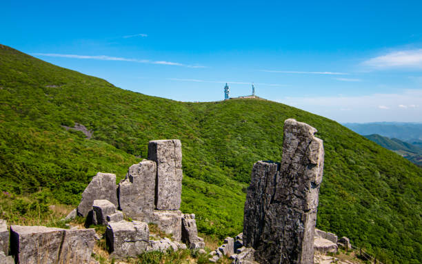 Landscape view of vertical rocks Mount Mudeungsan in Gwangju, South Korea.