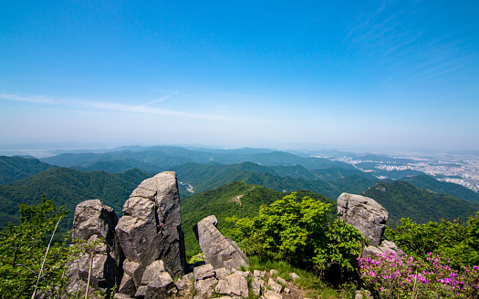 Landscape view of Mount Mudeungsan in Gwangju, South Korea.