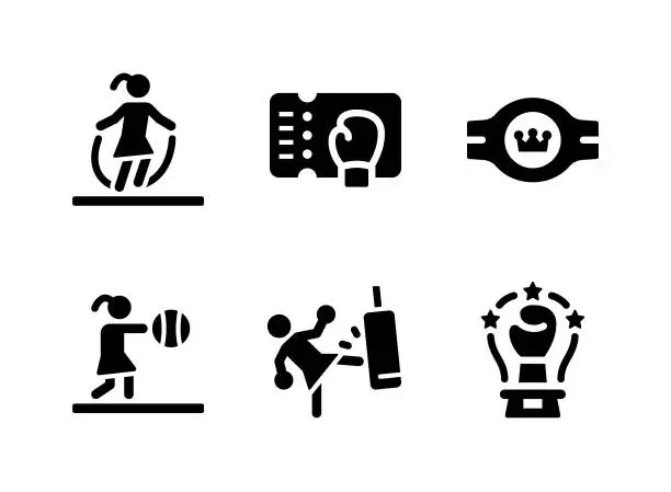 Vector illustration of Simple Set of Boxing Vector Solid Icons