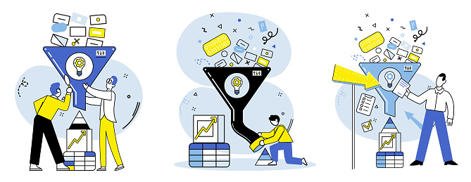 Market analysis vector illustration. The market analysis metaphor illustrates process unraveling market complexities and identifying strategic opportunities Marketing strategies and market analysis