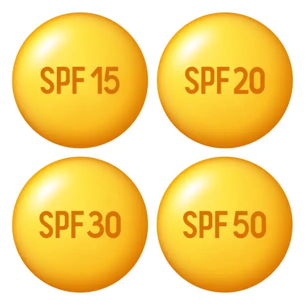 Vector illustration of SPF label. Vector clipart isolated on white background.