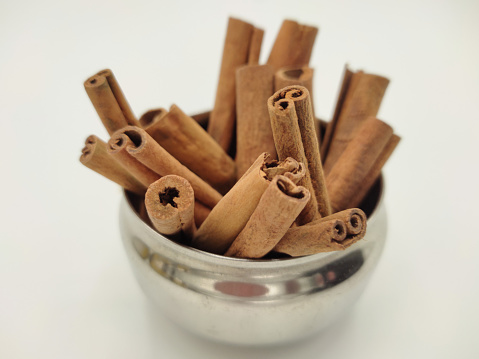 Focus scene on spices - cinnamon sticks