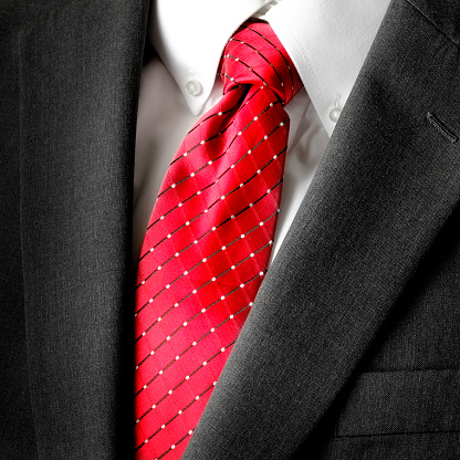 Dark Business suit white shirt and red tie for formal wear fashion