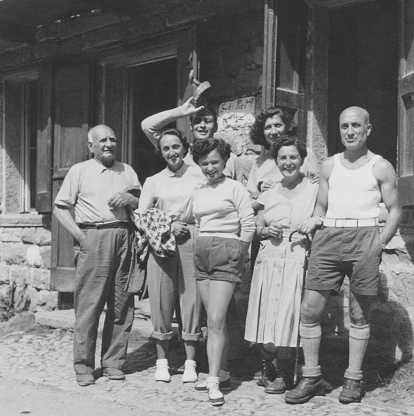 Group of friends on summer vacation. 1941.