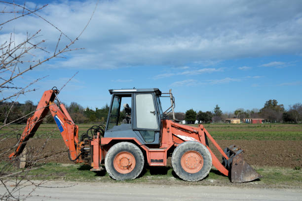 Excavator in construction work in nature