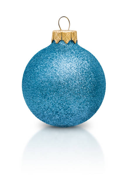 turquoise Christmas ball with sequins isolated on white